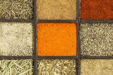 Close up of spices and seasonings