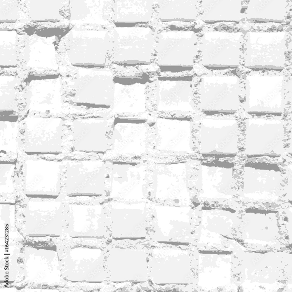Poster white background with old grungy tiles pattern and bright damaged texture