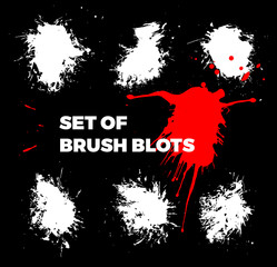 Ink blots and brush strokes collection. Isolated set