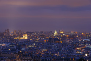 view on Paris from Montmartre at night