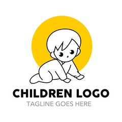Children play and learn with joy logo template