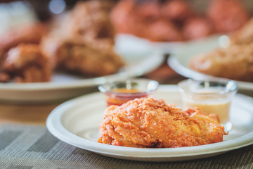 A plate of fresh, hot, crispy fried chicken