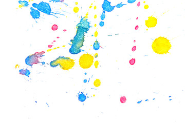 Abstract red yellow blue ink splash