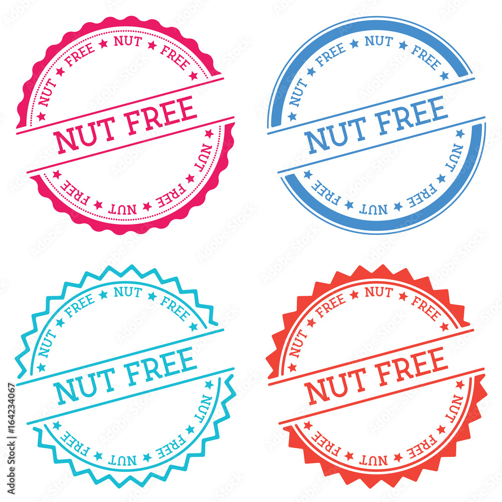 Poster nut-free badge isolated on white background. flat style round label with text. circular emblem vecto