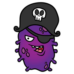 Obraz premium Cartoon Pirate Virus or Bacteria Vector Illustration