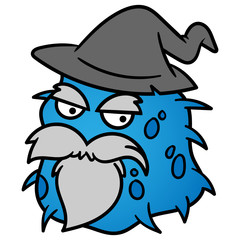 Cartoon Wizard Virus or Bacteria Vector Illustration