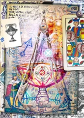 Selbstklebende Fototapeten Esoterische Graffiti und Handschriften mit Collagen, Symbolen, Zeichnungen und Fetzen © Rosario Rizzo