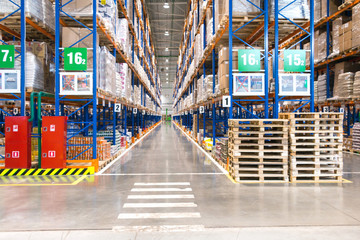 Typical storage, warehouse interior. Selective focus.