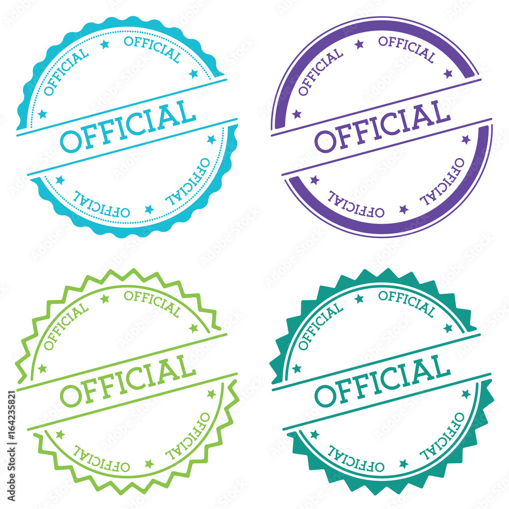 Poster official badge isolated on white background. flat style round label with text. circular emblem vecto