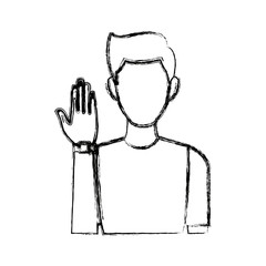 portrait young man wear wearable technology icon vector illustration