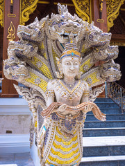 Beautiful temple in Thailand, the statue of Buddha and architecture .