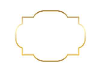 Gold frame. Beautiful simple golden design. Vintage style decorative border isolated white background. Elegant gold art frame. Empty copy space decoration, photo, banner Vector illustration