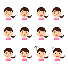 女の子　表情　セット