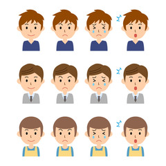 男性　表情　セット