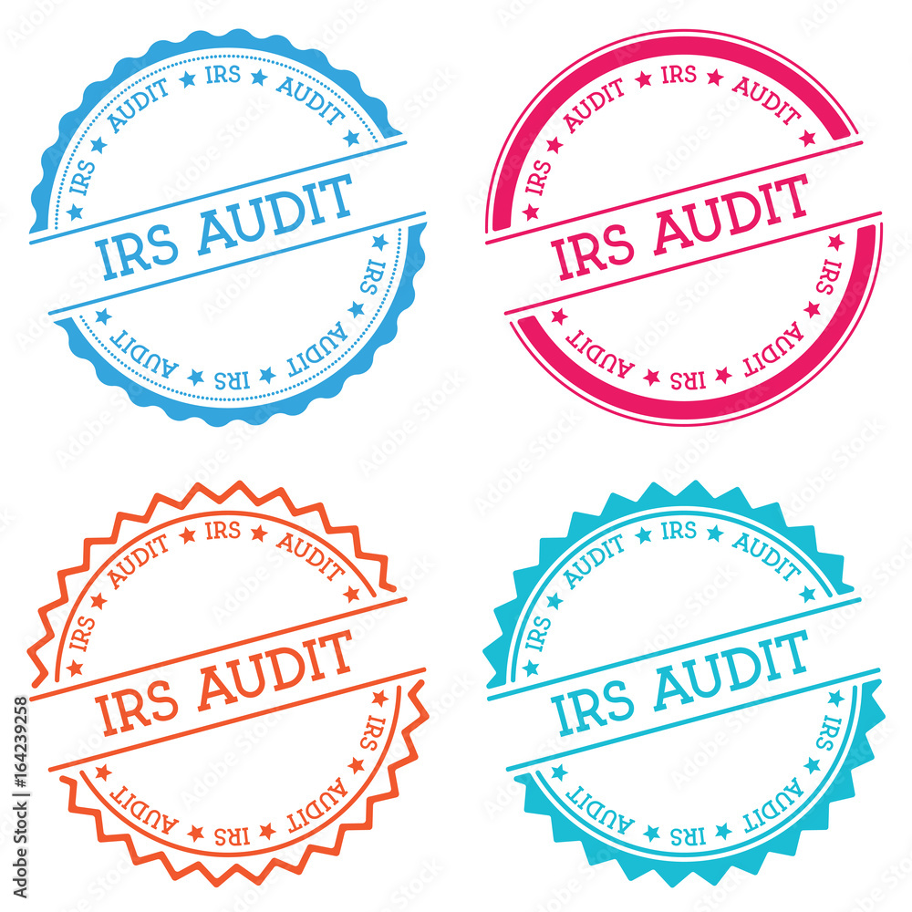 Poster irs audit badge isolated on white background. flat style round label with text. circular emblem vect
