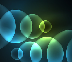 Glowing shiny overlapping circles composition on dark background