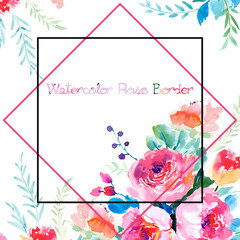 Watercolor rose flowers