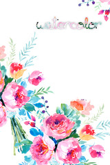 Watercolor rose flowers