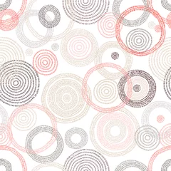 Tapeten Kreise Nettes nahtloses Muster. Rosa und graue Kreise auf weißem Hintergrund. Handgefertigt. Sommerdruck für Textilien.