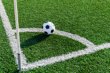 Soccer Football on Corner line for Corner kick.