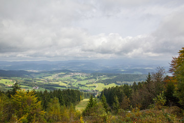 View over the bavarian forest with a cloudy sky