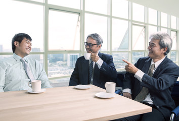 man talking with happiness and relaxing emotion ,business people and office life theme
