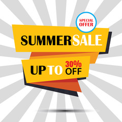 summer sale ribbon and sticker banner vintage style.