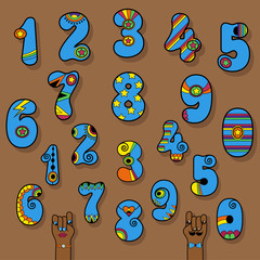 Blue Numbers. Indian Style