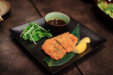Tonkatsu, Crispy fried pork, in Japanese restaurant
