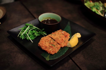 Tonkatsu, Crispy fried pork, in Japanese restaurant