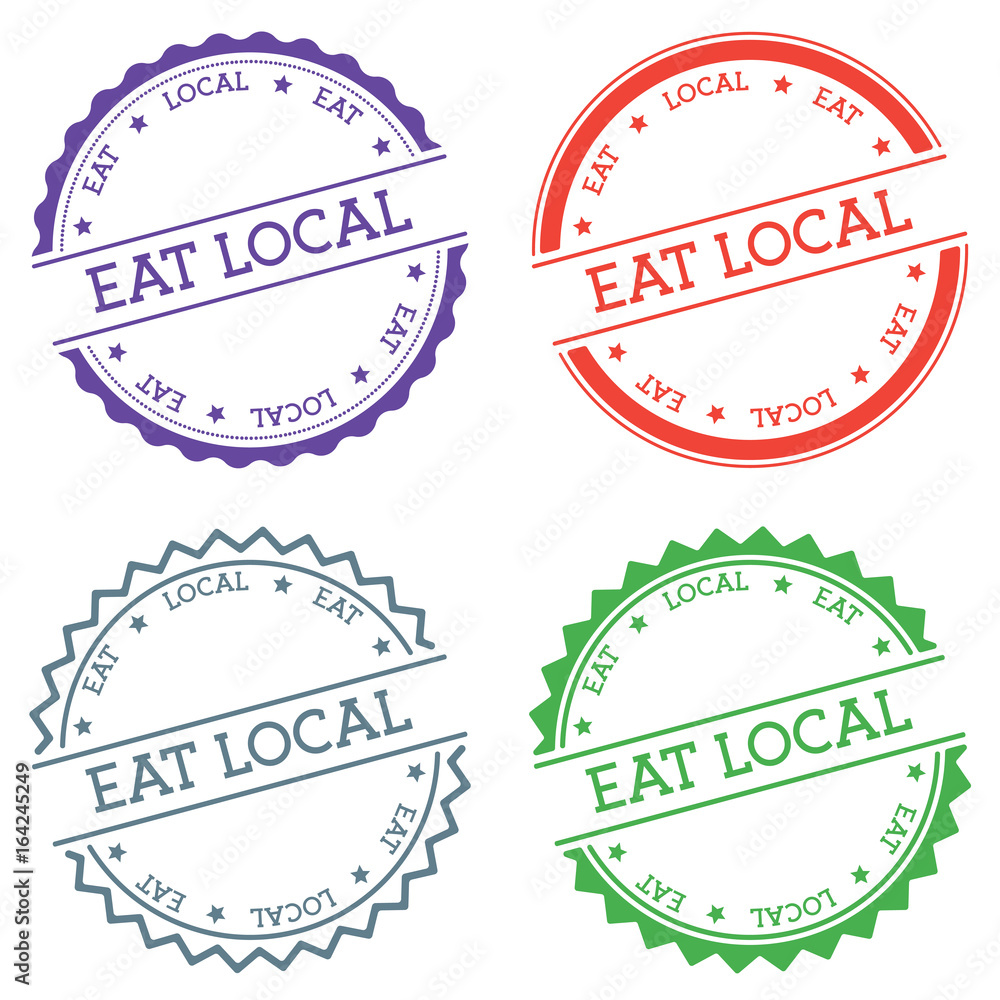 Poster eat local badge isolated on white background. flat style round label with text. circular emblem vect