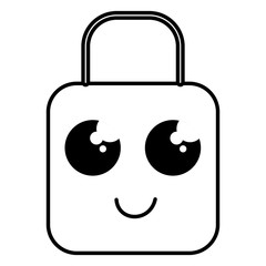 safe secure padlock kawaii character vector illustration design