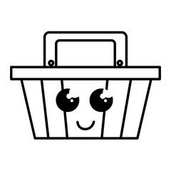 shopping basket kawaii character vector illustration design