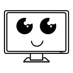 computer display kawaii character vector illustration design