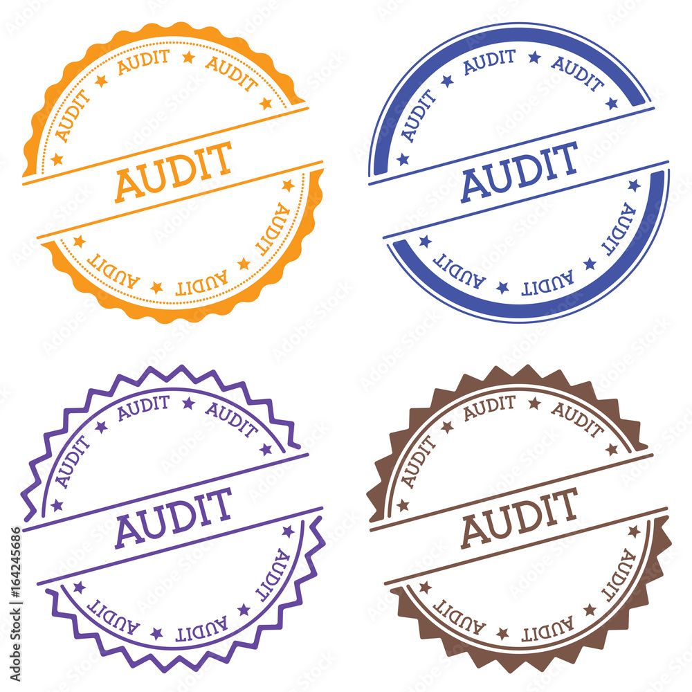 Poster audit badge isolated on white background. flat style round label with text. circular emblem vector i