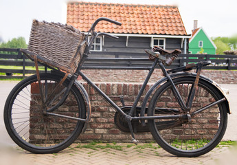 Fototapeta na wymiar Beautiful view of old bicycle with basket