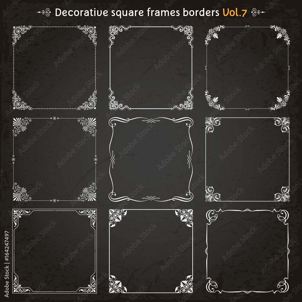 Canvas Prints decorative square frames and borders set 7 vector
