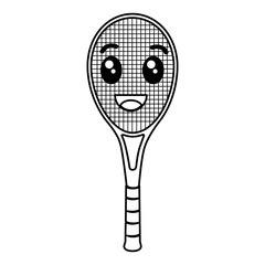 tennis racket kawaii character vector illustration design