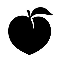 Peach fruit or nectarine with leaf flat vector icon for food apps and websites