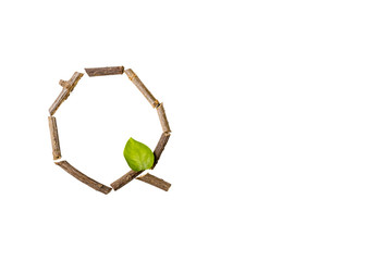 Nature letter Q from twig and stick