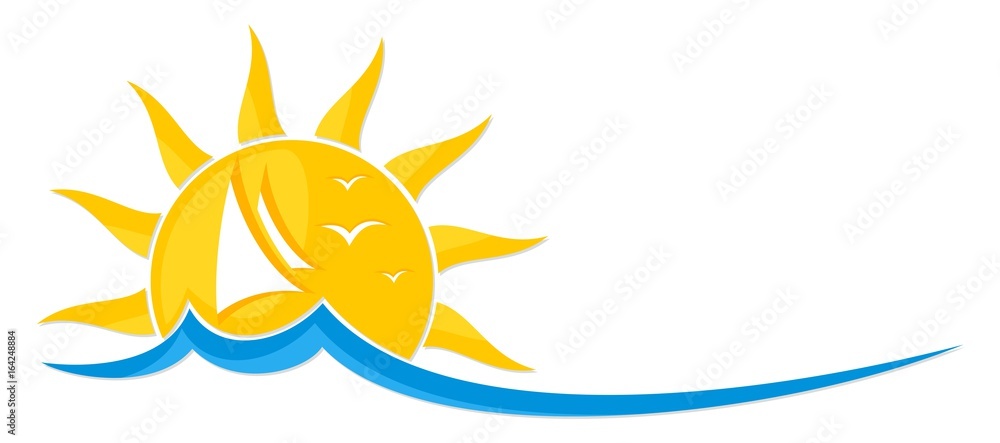 Canvas Prints Logo sun with sailing vessel. 