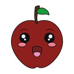 apple fresh fruit kawaii character vector illustration design