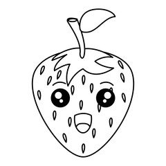 fresh strawberry kawaii character vector illustration design