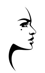 Black woman face on a white background