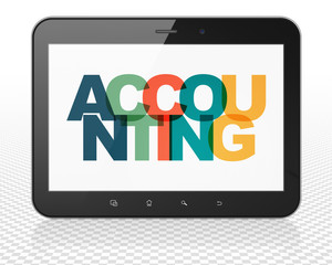 Money concept: Tablet Pc Computer with Accounting on  display