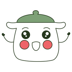 kitchen pot kawaii character vector illustration design