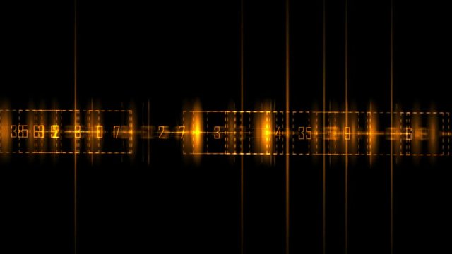 4k Golden business digital matrix light character background,fire cross rays lines number coding computing backdrop.