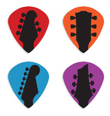 Naklejka premium Guitar headstock in guitar pick icon set
