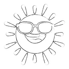 cartoon sun with sunglasses icon over white background vector illustration