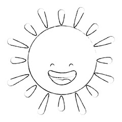 cartoon happy sun icon over white background vector illustration